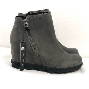 Sorel Joan of Arctic gray waterproof wedge bootie